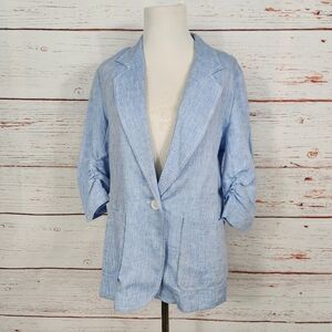 KAREN KANE Women's Light Blue Linen Blazer Size Small